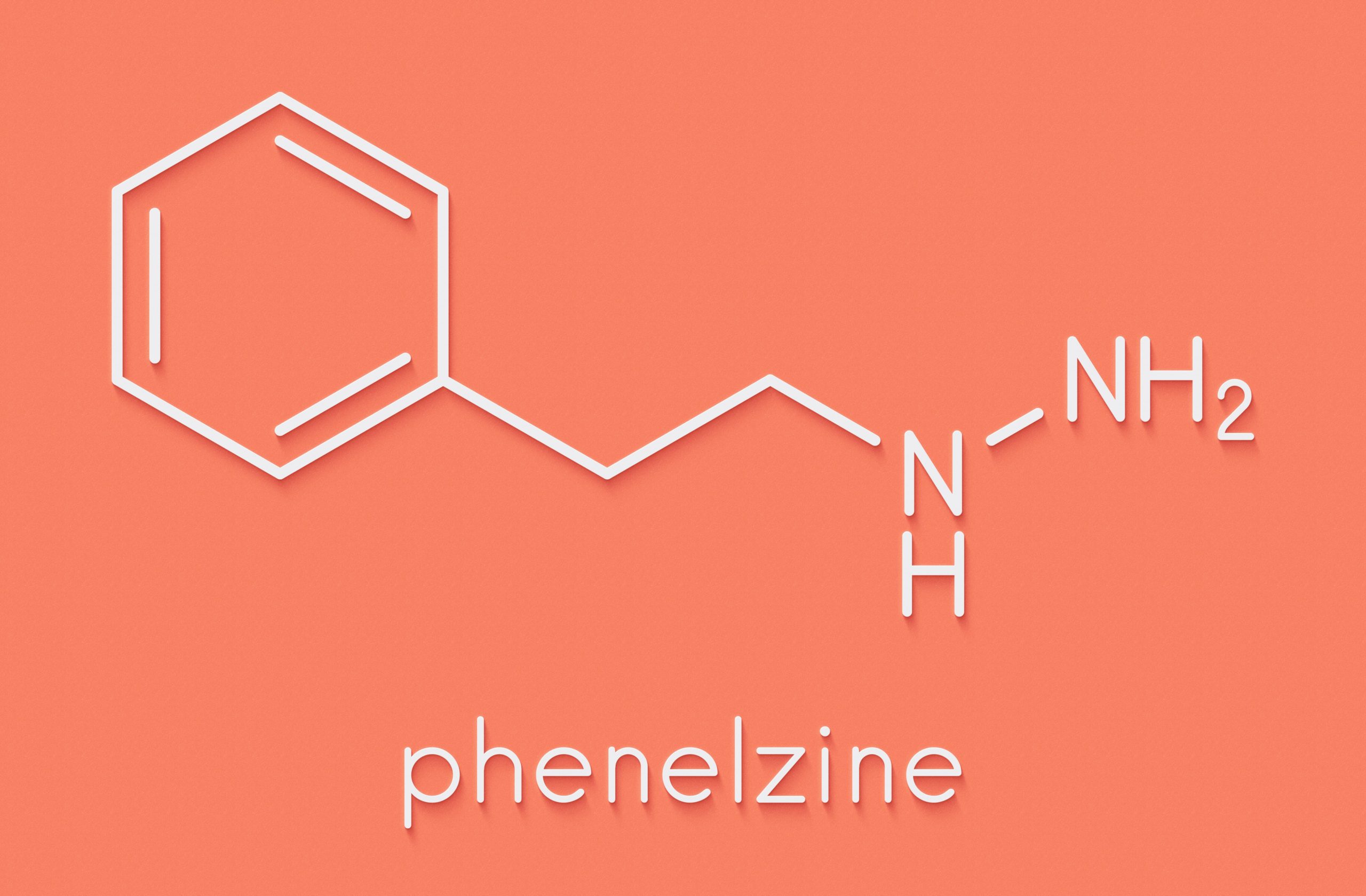 phenalzine molecular structure on orange background